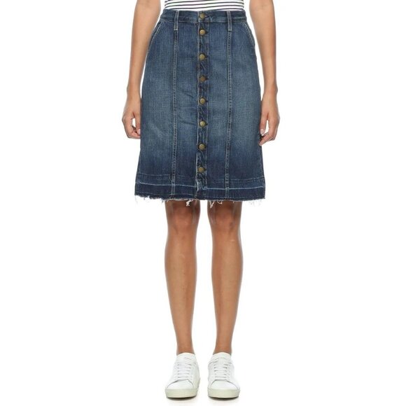 Current Elliott Short Sally Skirt Womens 27 Blue Button Front Jean Denim Skirt - Picture 1 of 9